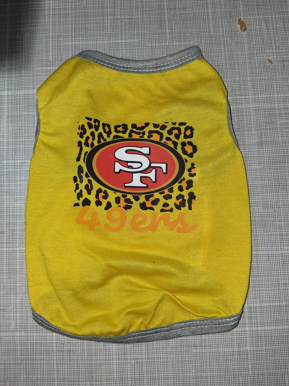 NFL San Francisco 49ers Team Yellow Leopard Pet Jersey - Dog / Cat Tee Size S/M